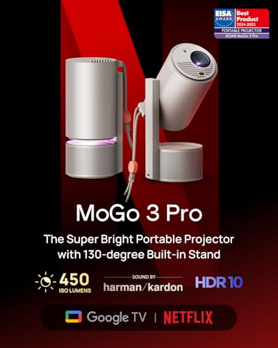 Portable Smart Projector with PowerBase Stand Bundle