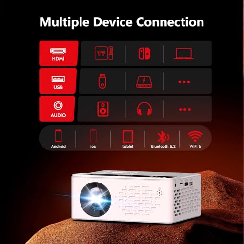 Portable 1080P Mini Projector with Bluetooth Audio