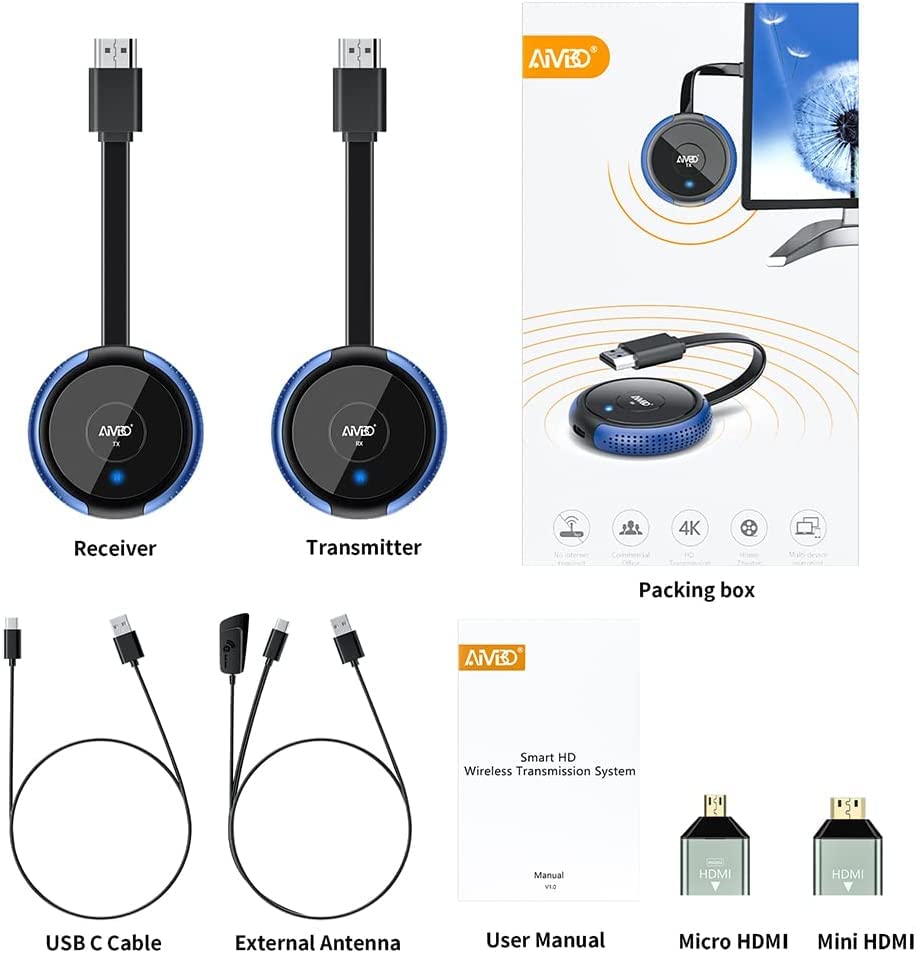 4K Wireless HDMI Transmitter & Receiver Extender Kit
