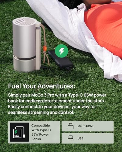 Portable Smart Projector with PowerBase Stand Bundle
