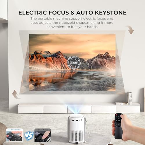Portable WiFi Projector with Electric Focus & Keystone