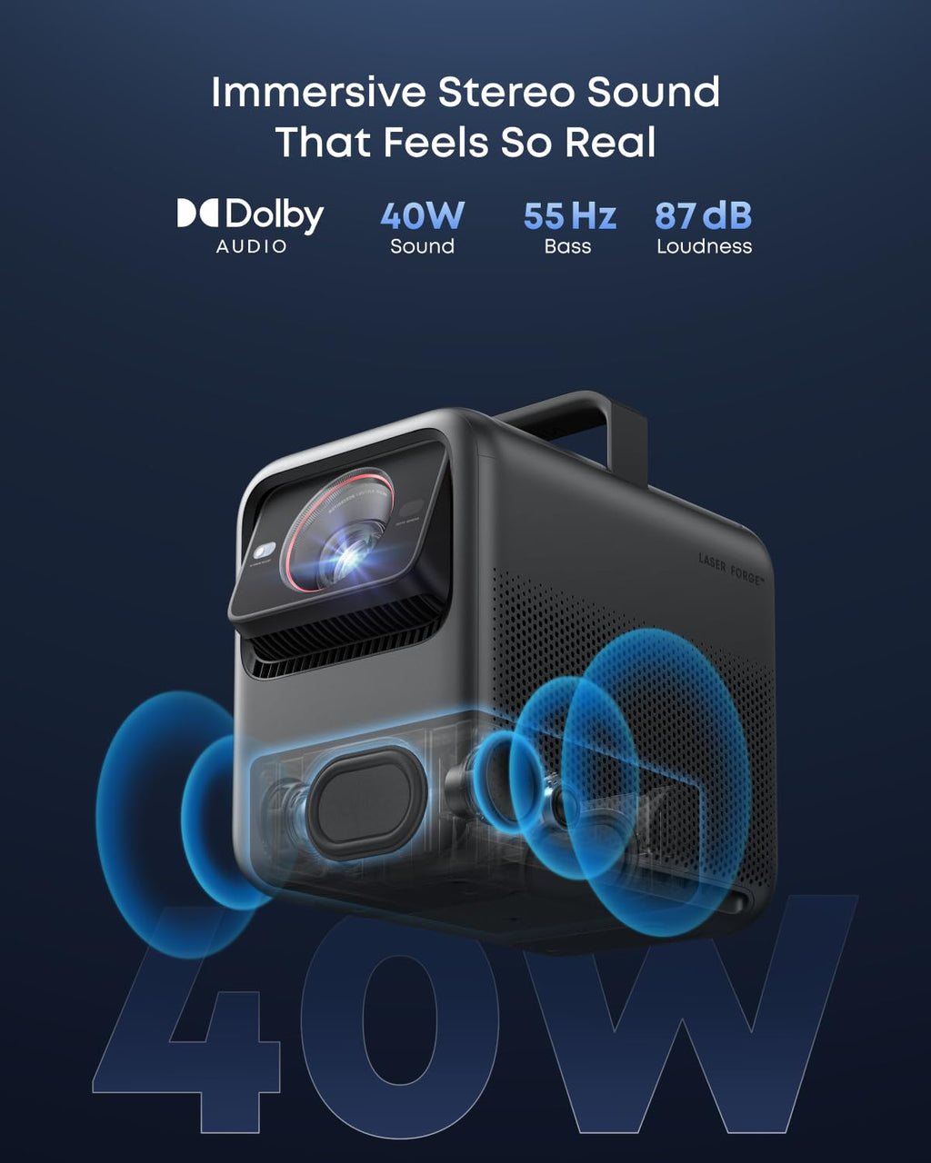 4K Triple Laser Smart Projector with Speaker