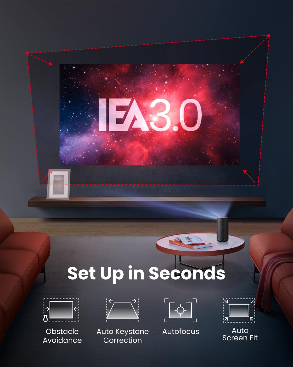 Portable Mini Projector with 360° Surround Sound