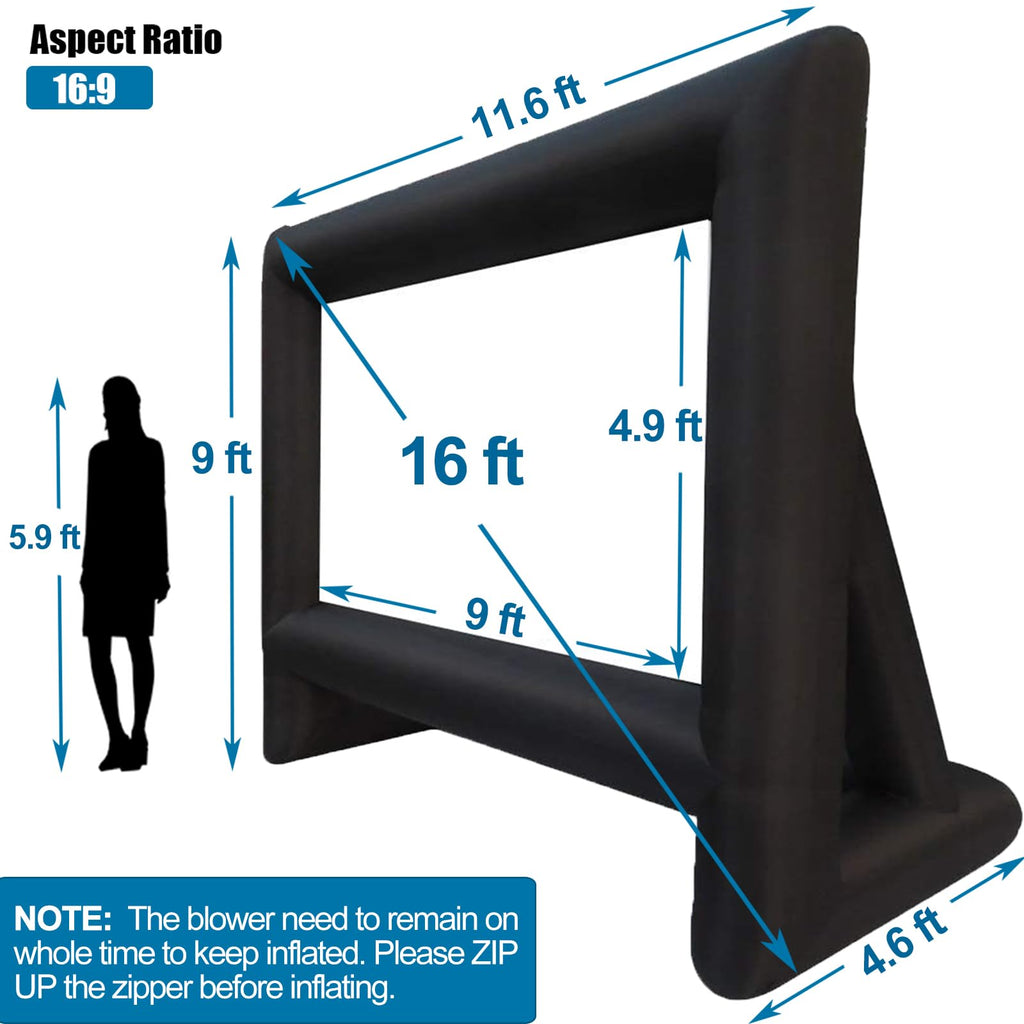 Inflatable Outdoor Movie Screen with Blower & Storage Bag