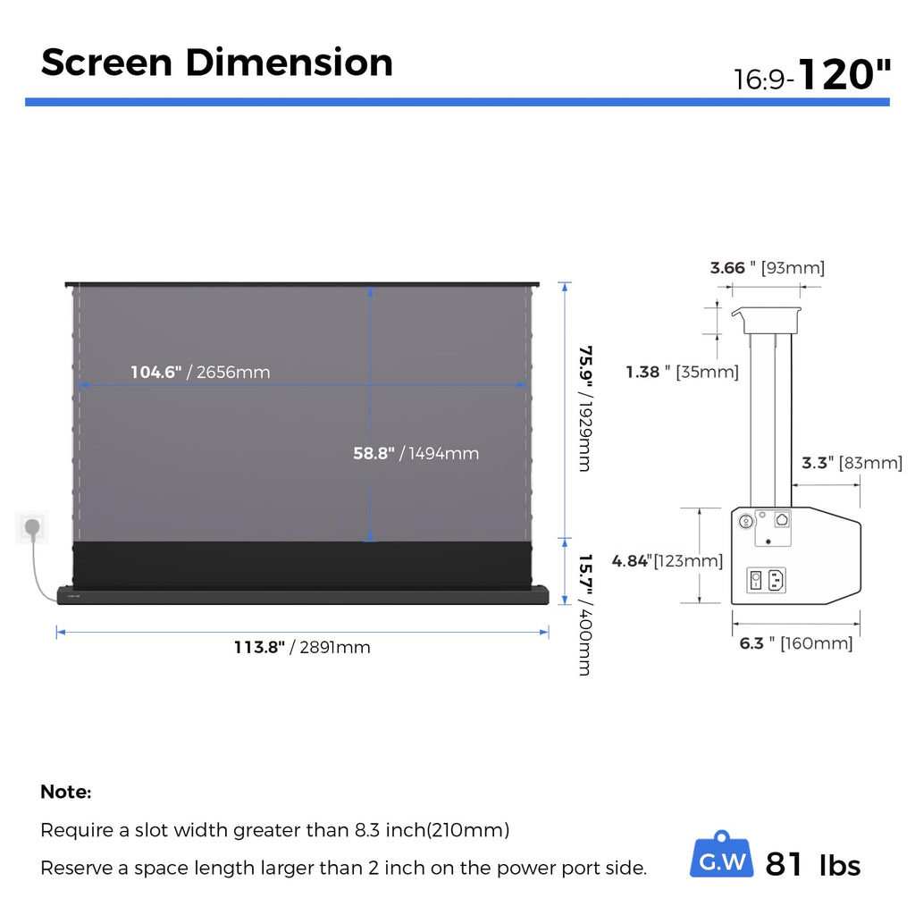 Motorized Floor Rising ALR Projector Screen for 4K