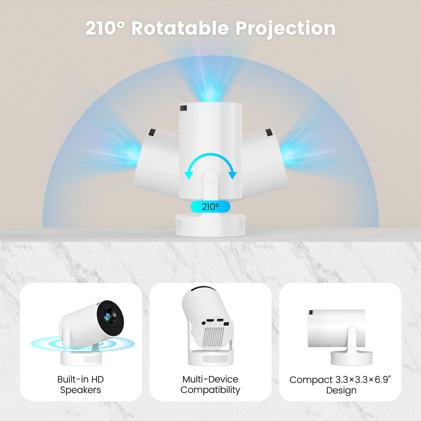 Portable Smart Projector with WiFi & Bluetooth