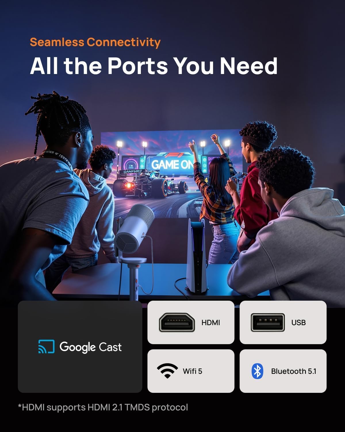 Portable Laser Projector with Google TV & Netflix