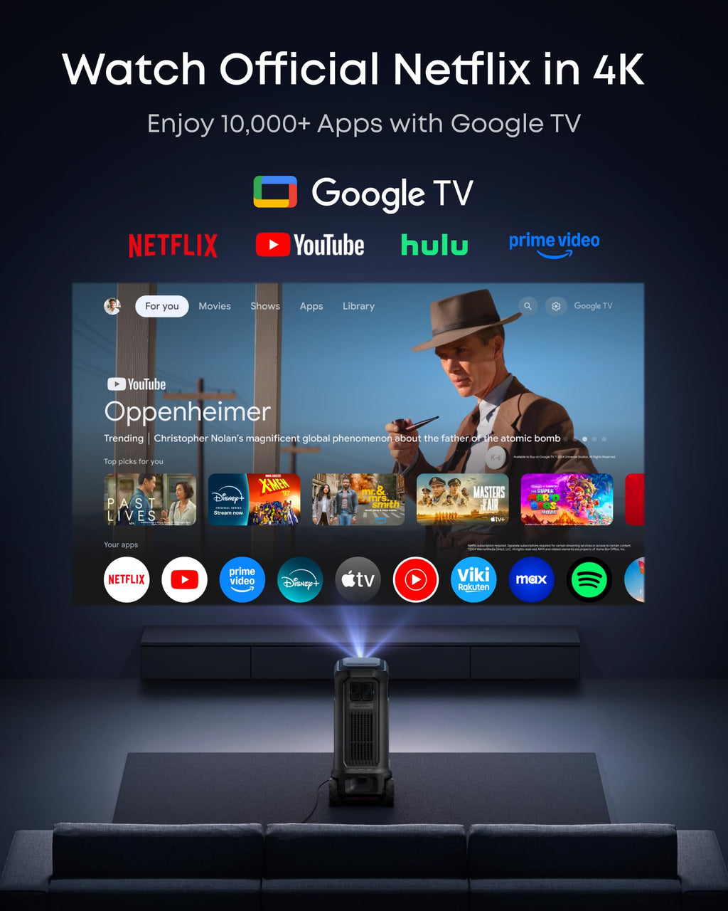 Portable 4K Smart Laser Projector with Triple Laser