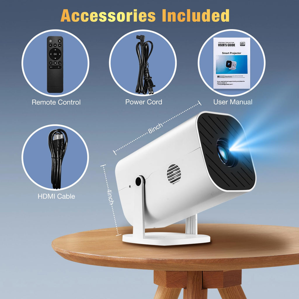 Portable 1080P Smart Projector with WiFi & Bluetooth