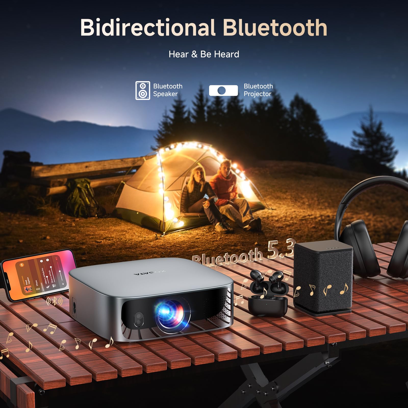 Projector 4K with WiFi and Bluetooth, TOF Auto Focus Keystone