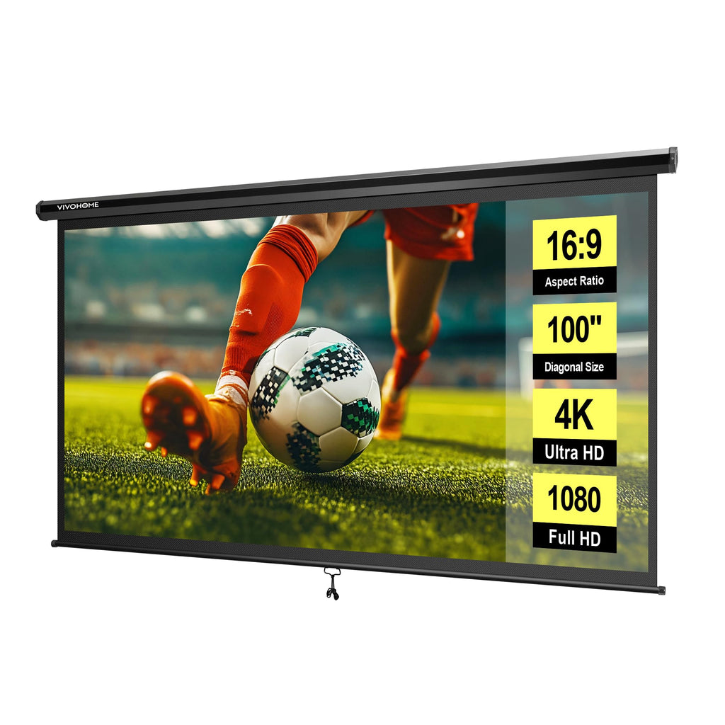 Manual Pull-Down Projector Screen for Home Theater