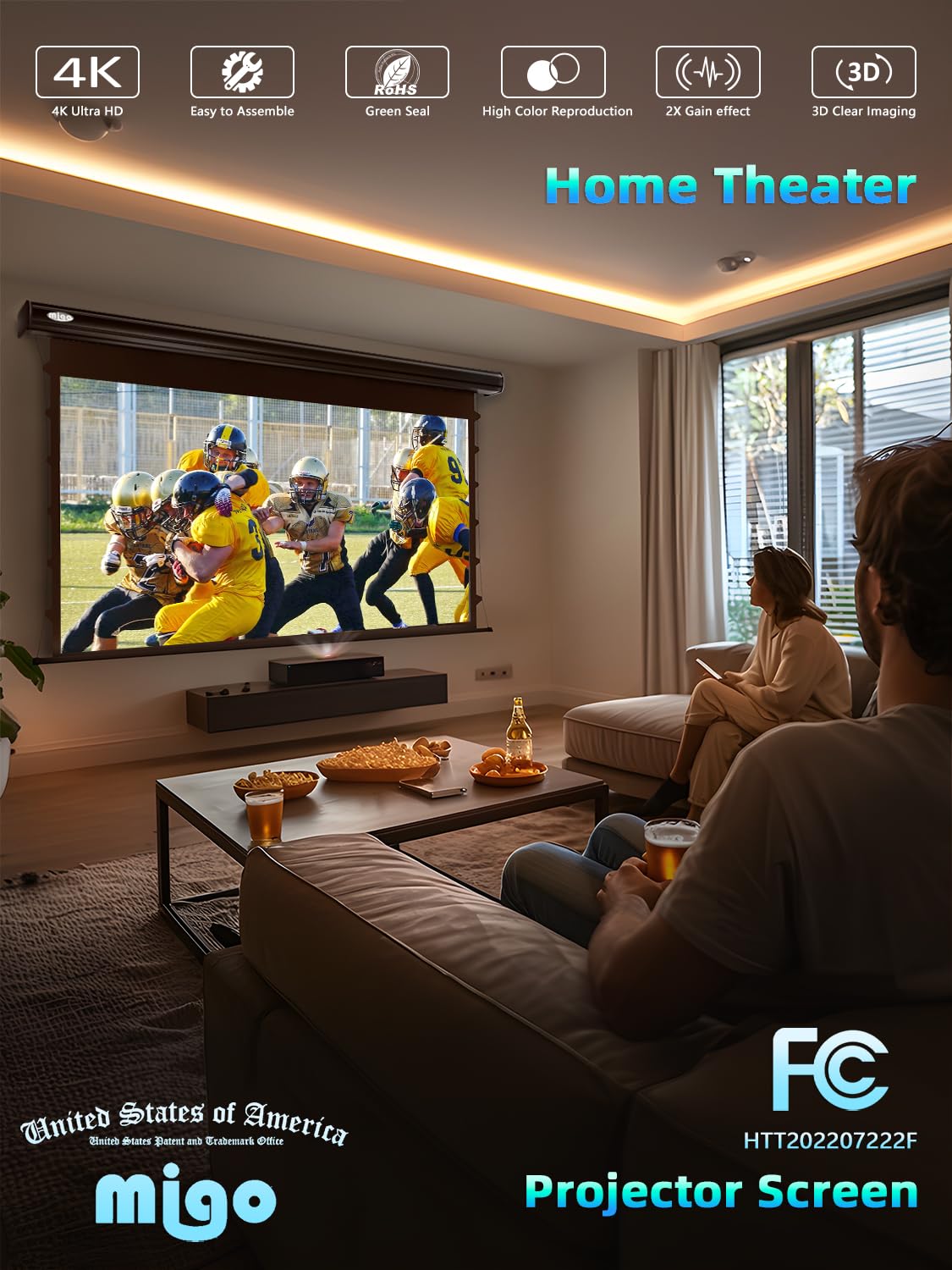 Tab-Tension Motorized Projector Screen for Home Theater