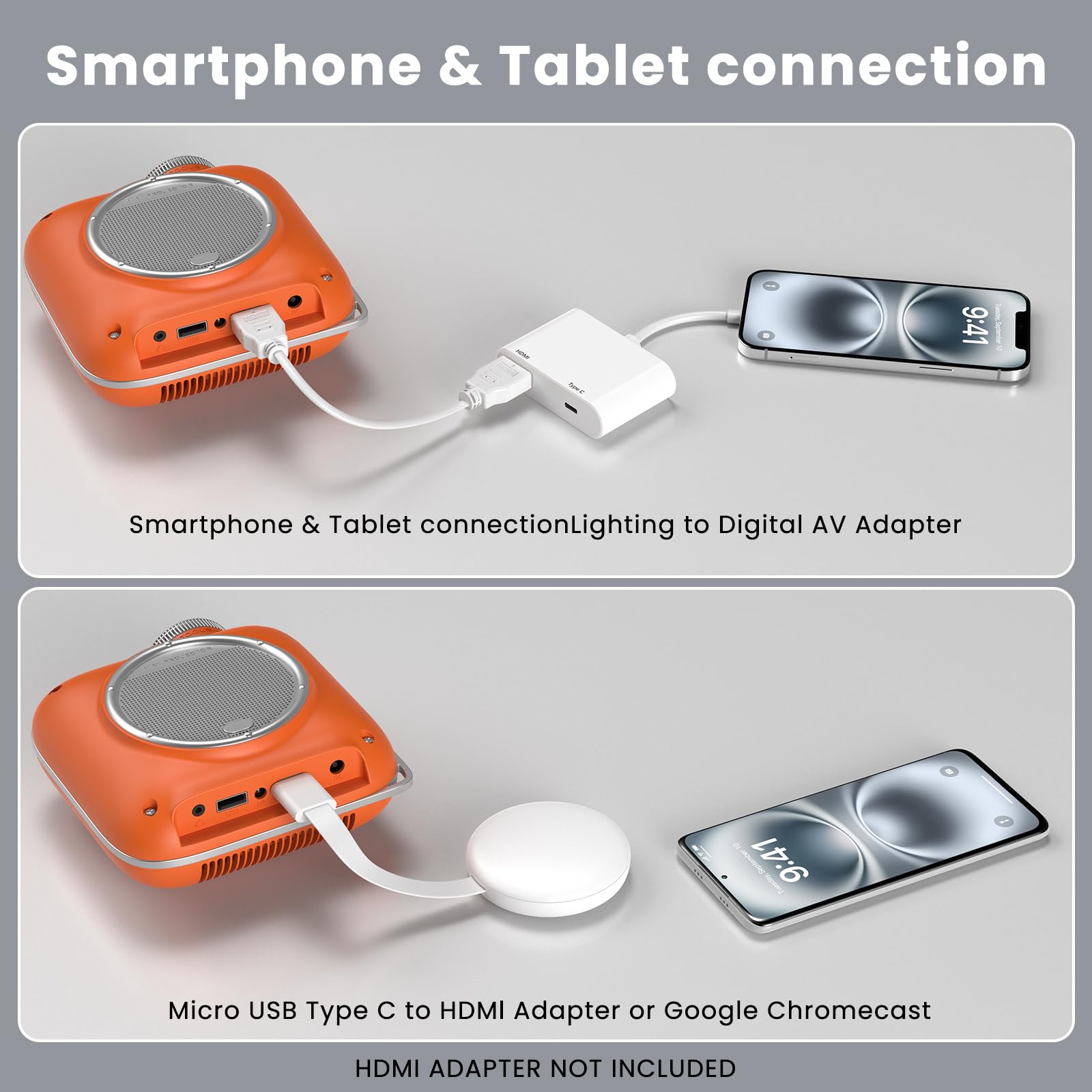 Portable 1080P Mini Projector with Two-Way Bluetooth
