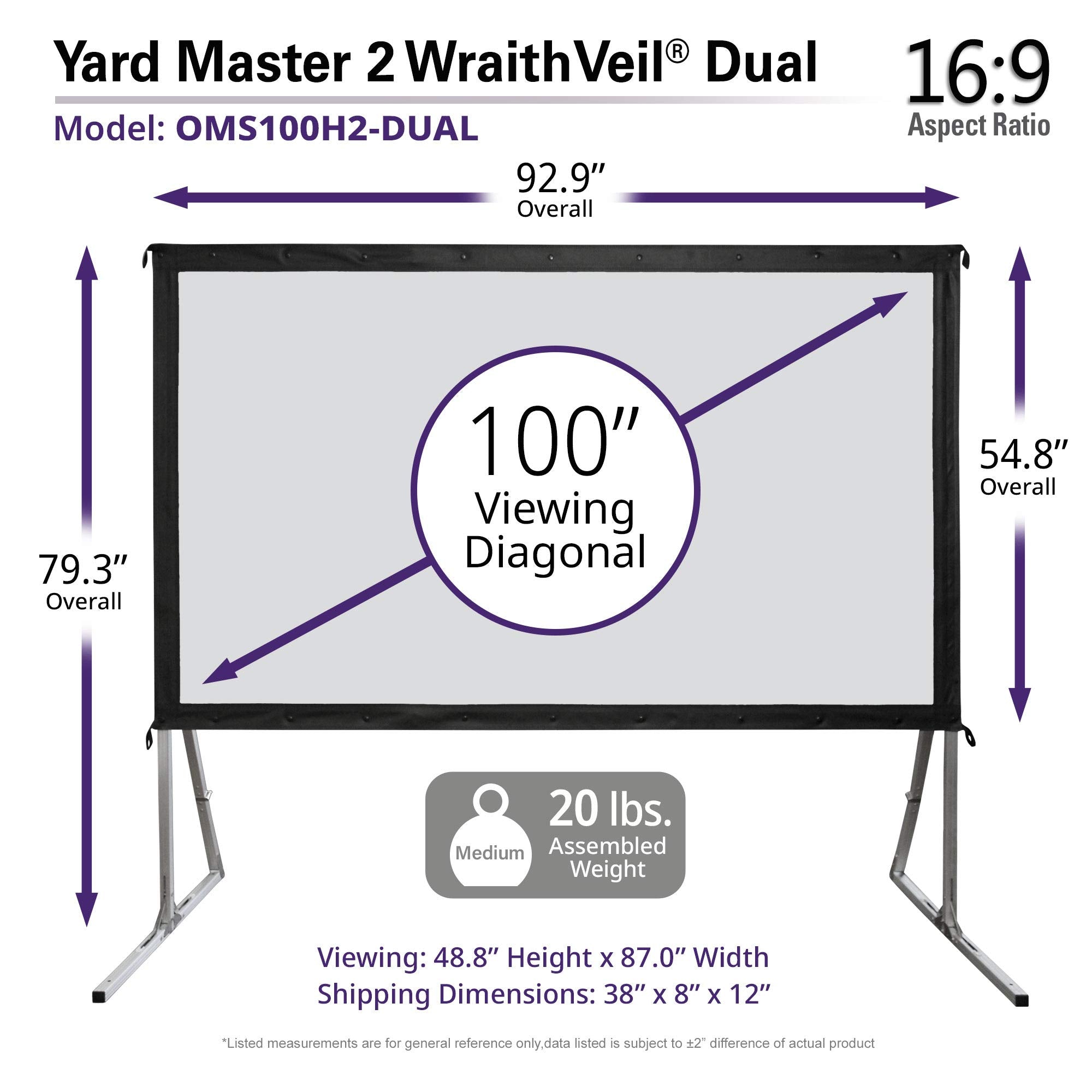 57-Inch Portable Indoor & Outdoor Projector Screen Kit