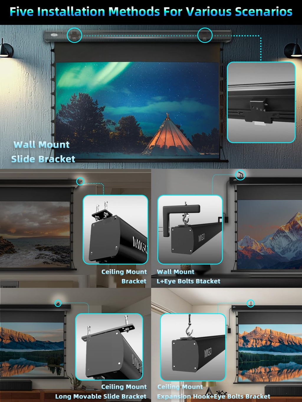 Tab-Tension Motorized Projector Screen for Home Theater