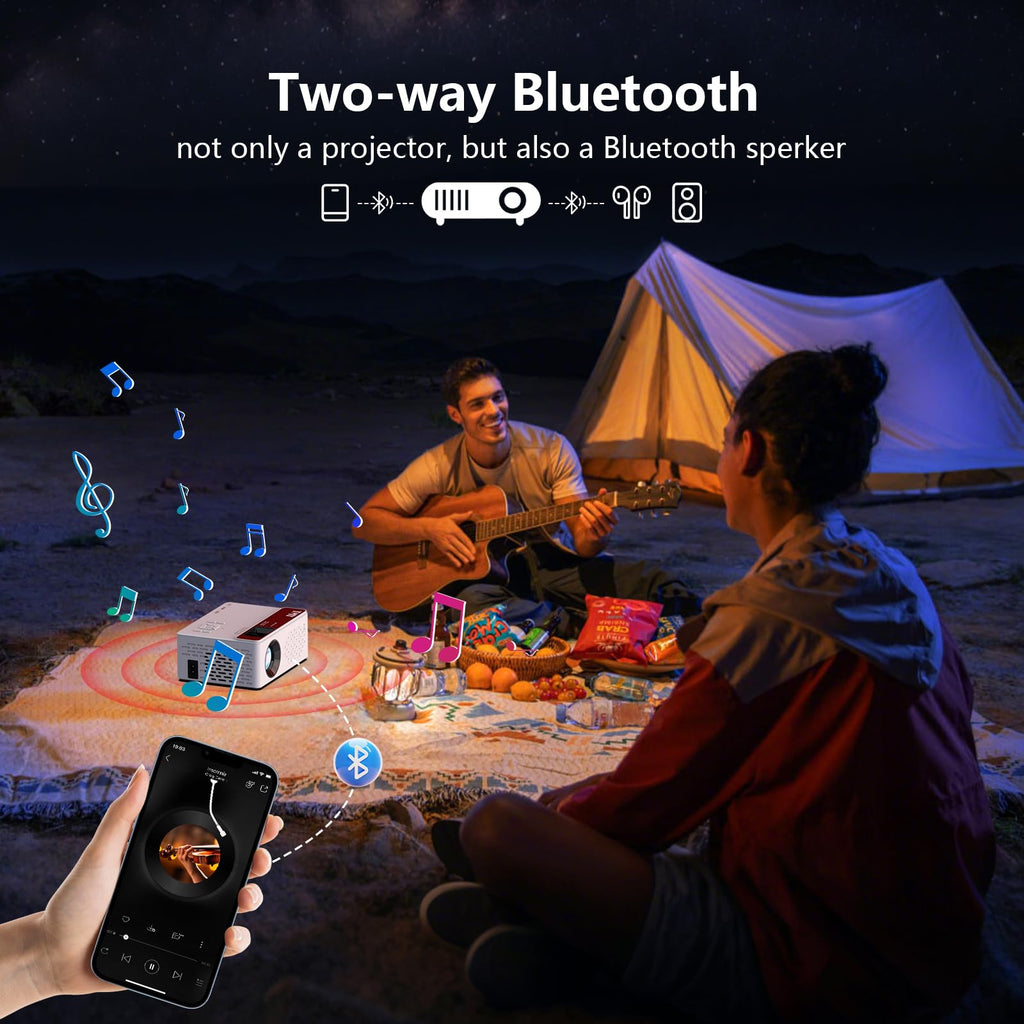Portable 1080P Mini Projector with Bluetooth Audio