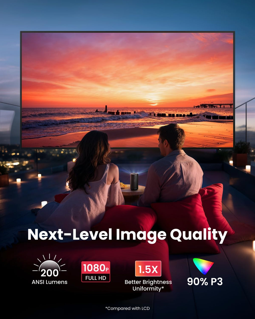 Portable Mini Projector with 360° Surround Sound
