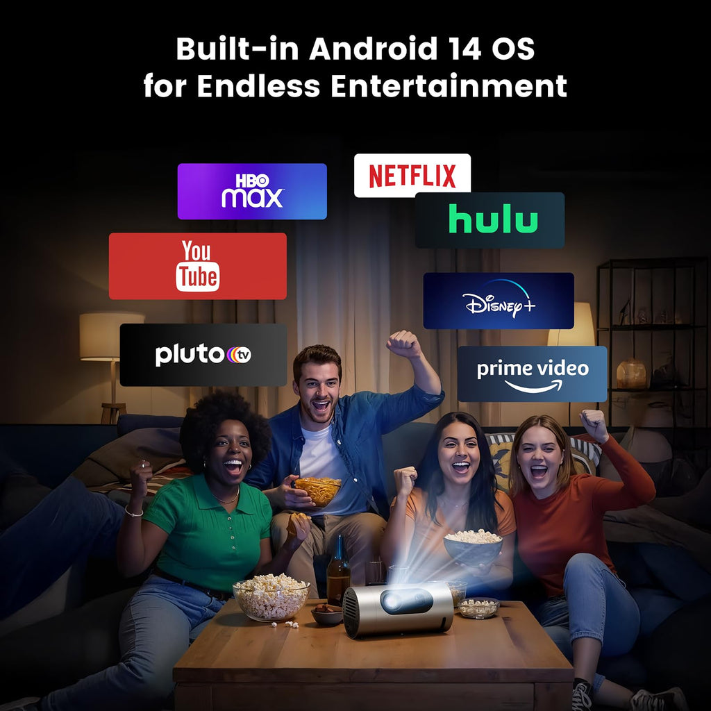 Smart FHD Projector with Android 14 & Auto Focus