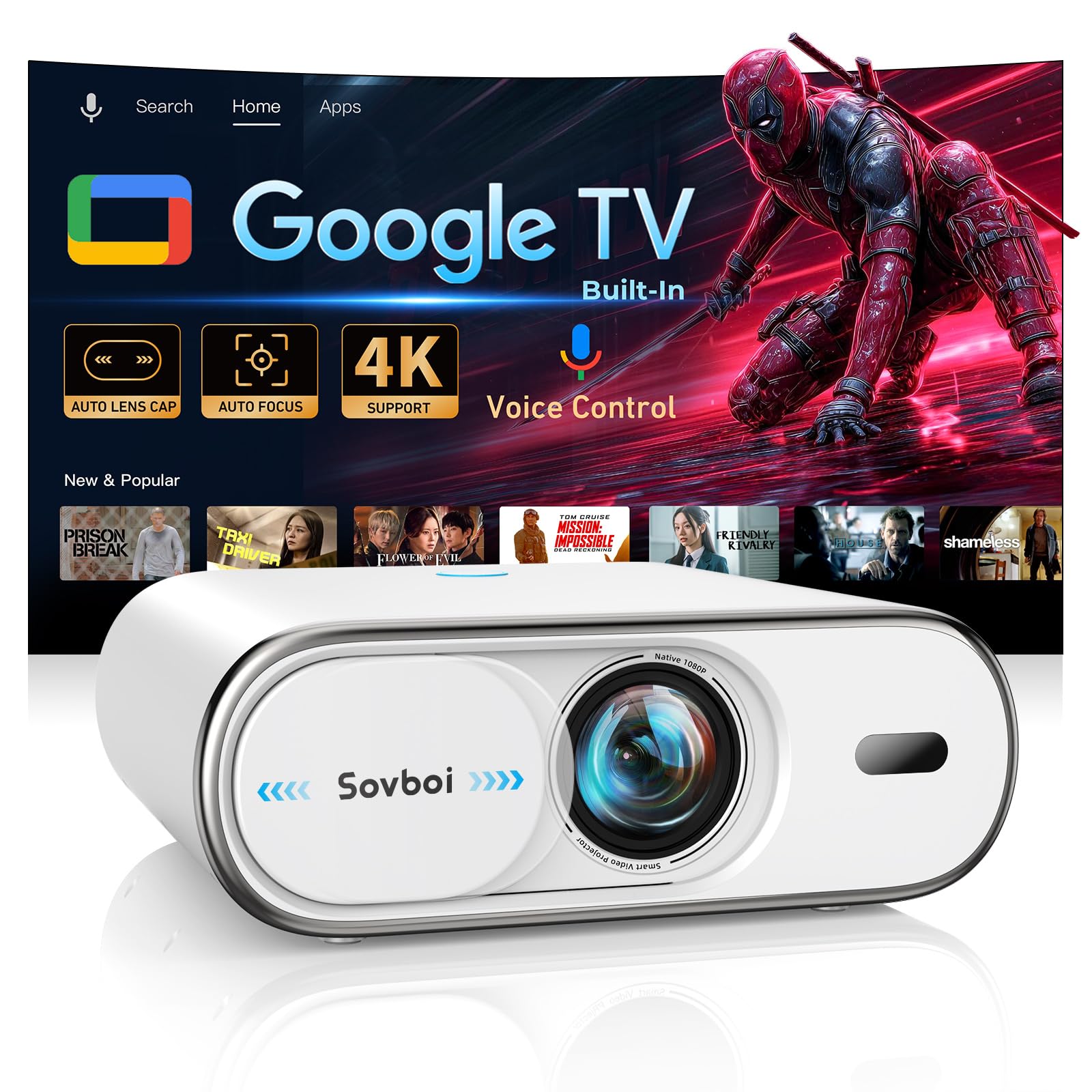 4K Smart Projector with Google TV & Auto Focus