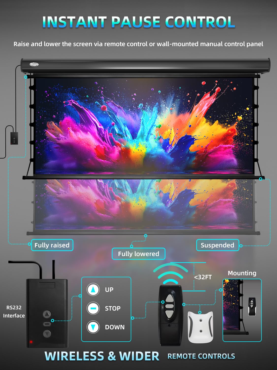 Tab-Tension Motorized Projector Screen for Home Theater