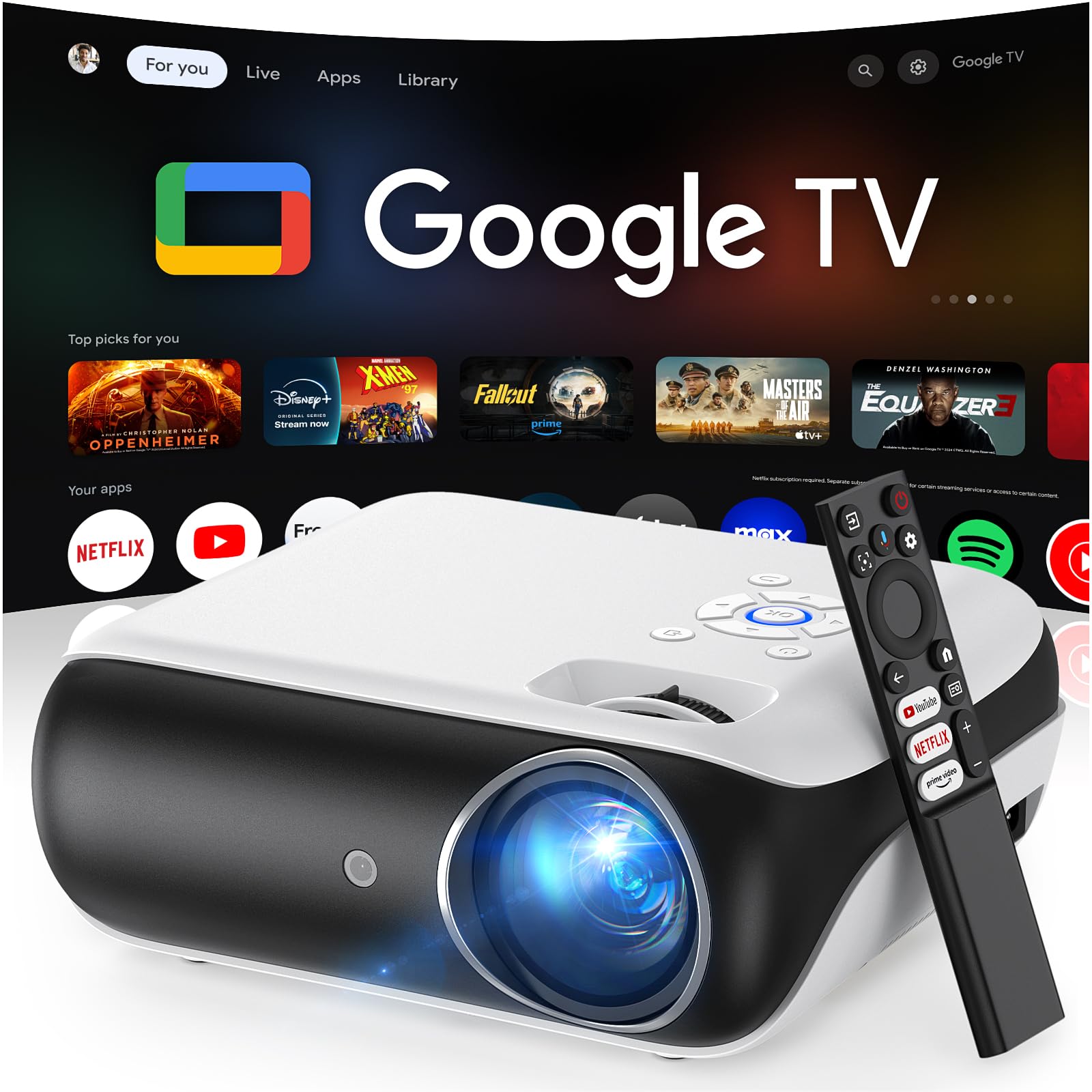 Native 1080P Bluetooth Projector for Home & Outdoor