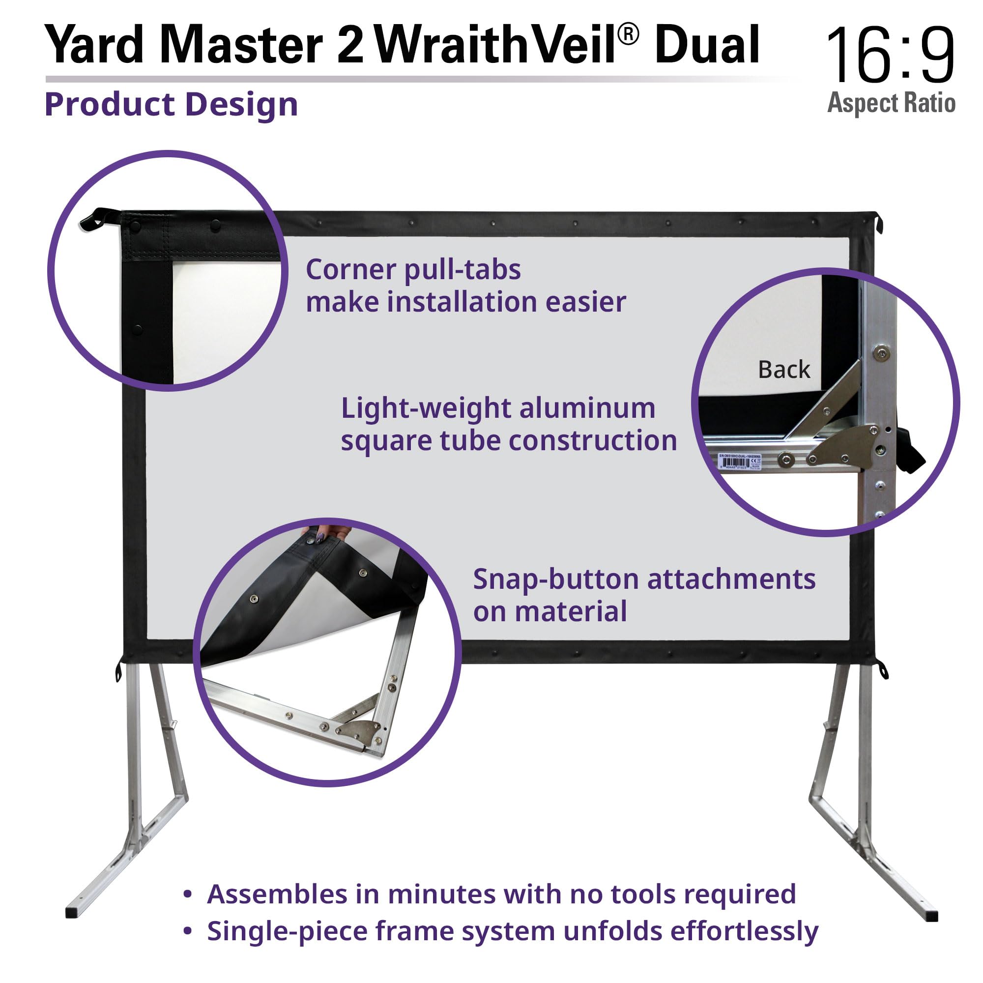 57-Inch Portable Indoor & Outdoor Projector Screen Kit