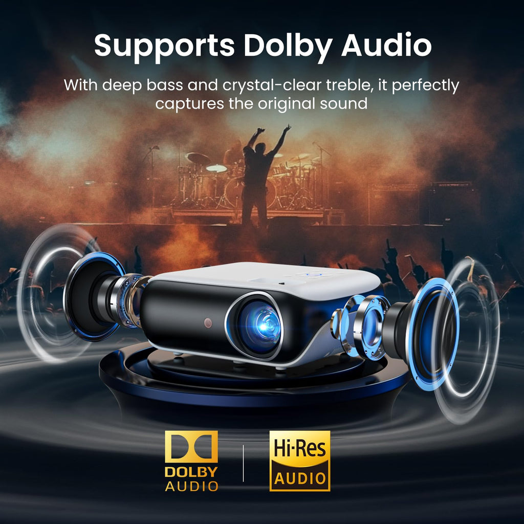 Native 1080P Bluetooth Projector for Home & Outdoor