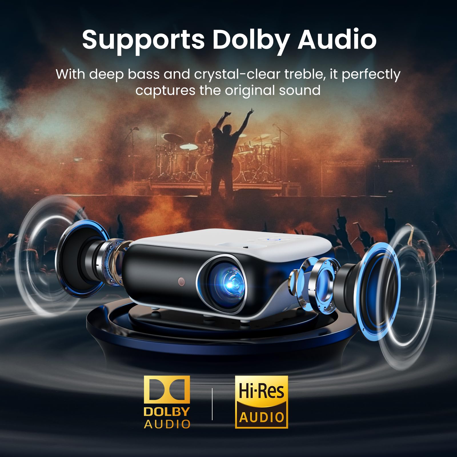 Native 1080P Bluetooth Projector for Home & Outdoor
