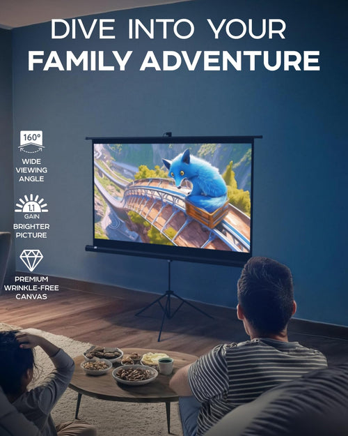 100-Inch Tripod Projector Screen for Indoor & Outdoor Use