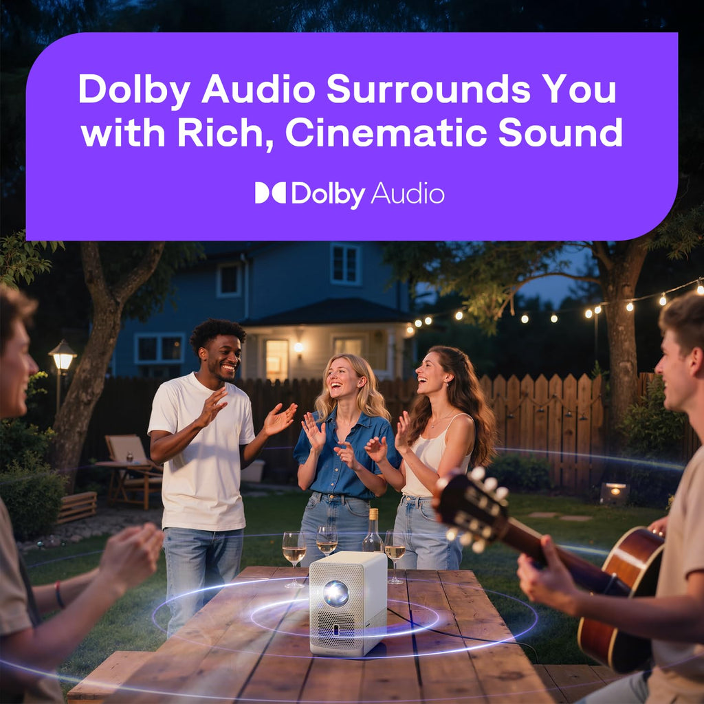 Portable FHD Smart Projector with 4K Support & Dolby Audio