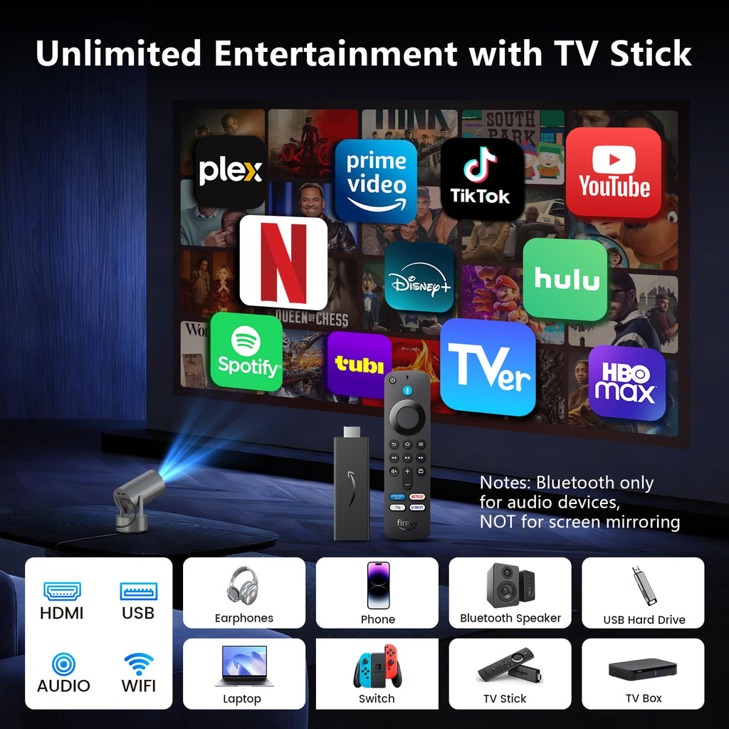 Portable Battery Projector with WiFi & 1080P Support