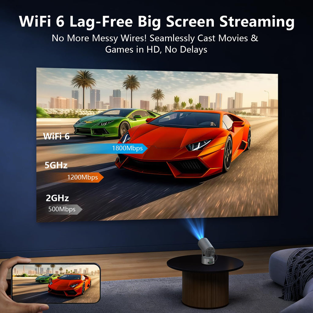 Portable Battery Projector with WiFi & 1080P Support