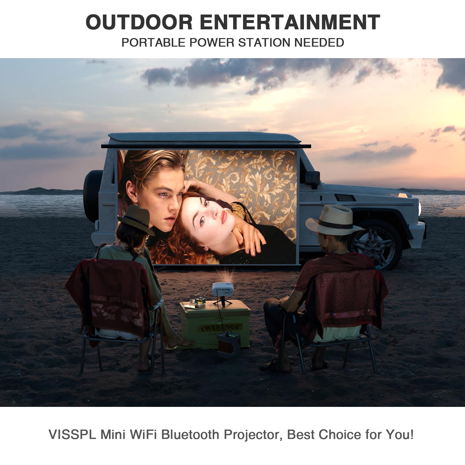 Portable Full HD Mini Projector with Tripod Stand