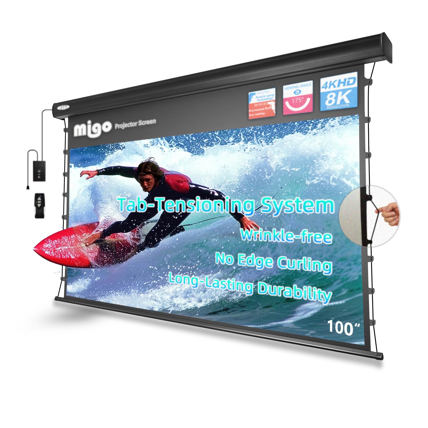 Tab-Tension Motorized Projector Screen for Home Theater
