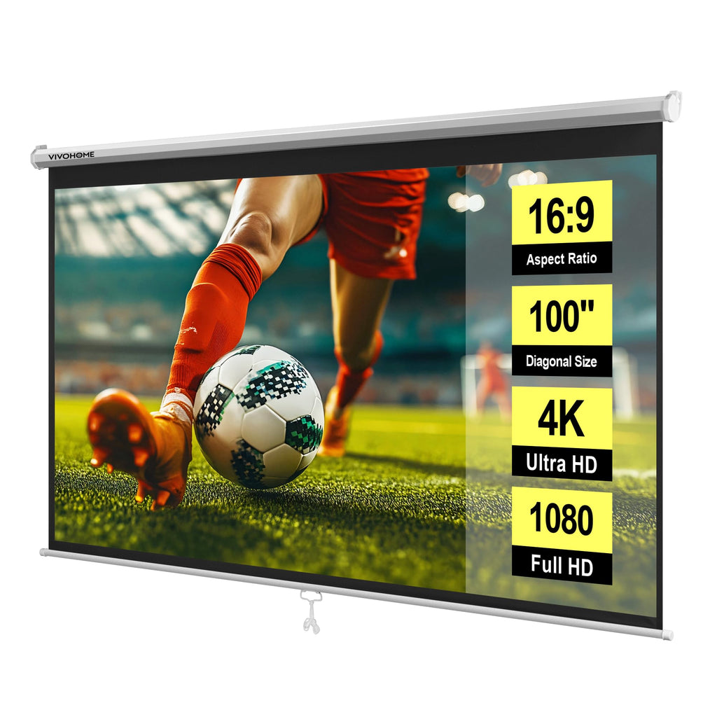 Manual Pull-Down Projector Screen for Home Theater