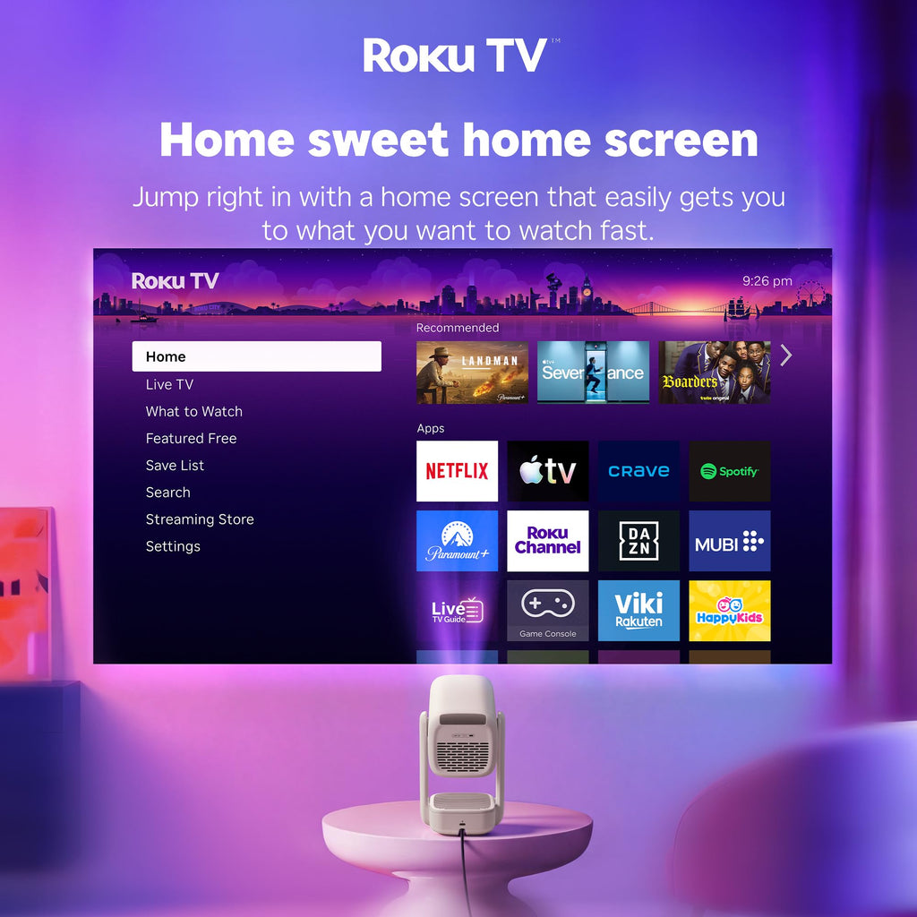 Portable Roku Smart Projector with 1080P & Dolby