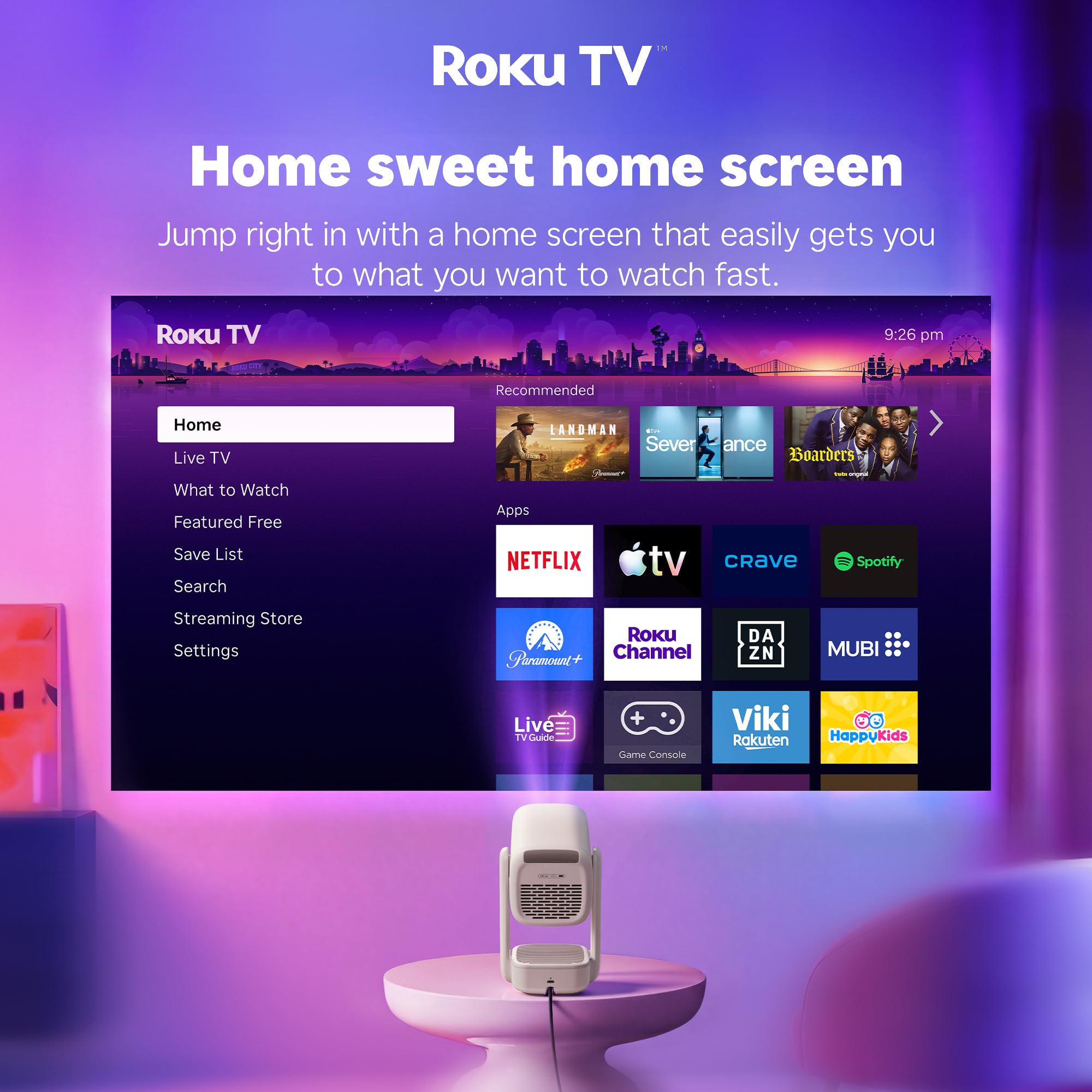 Portable Roku Smart Projector with 1080P & Dolby