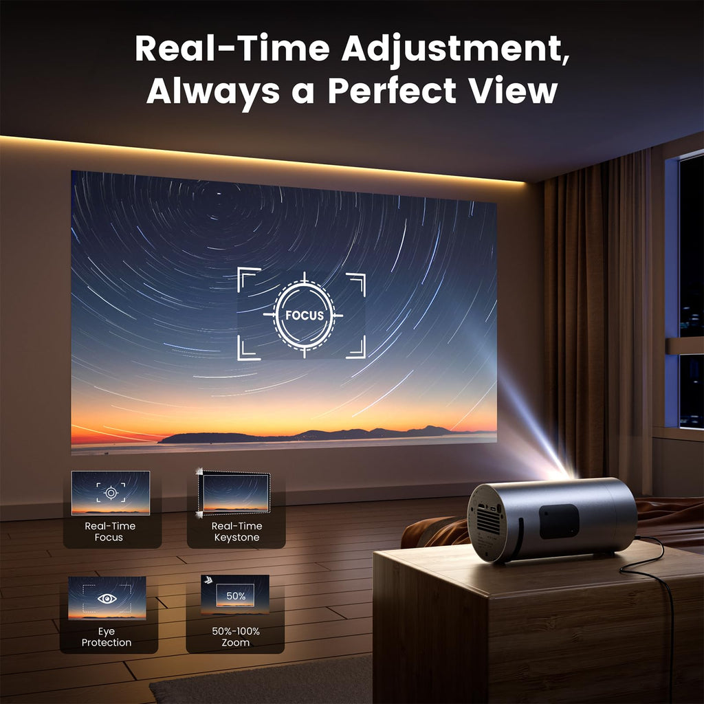 Smart FHD Projector with Android 14 & Auto Focus