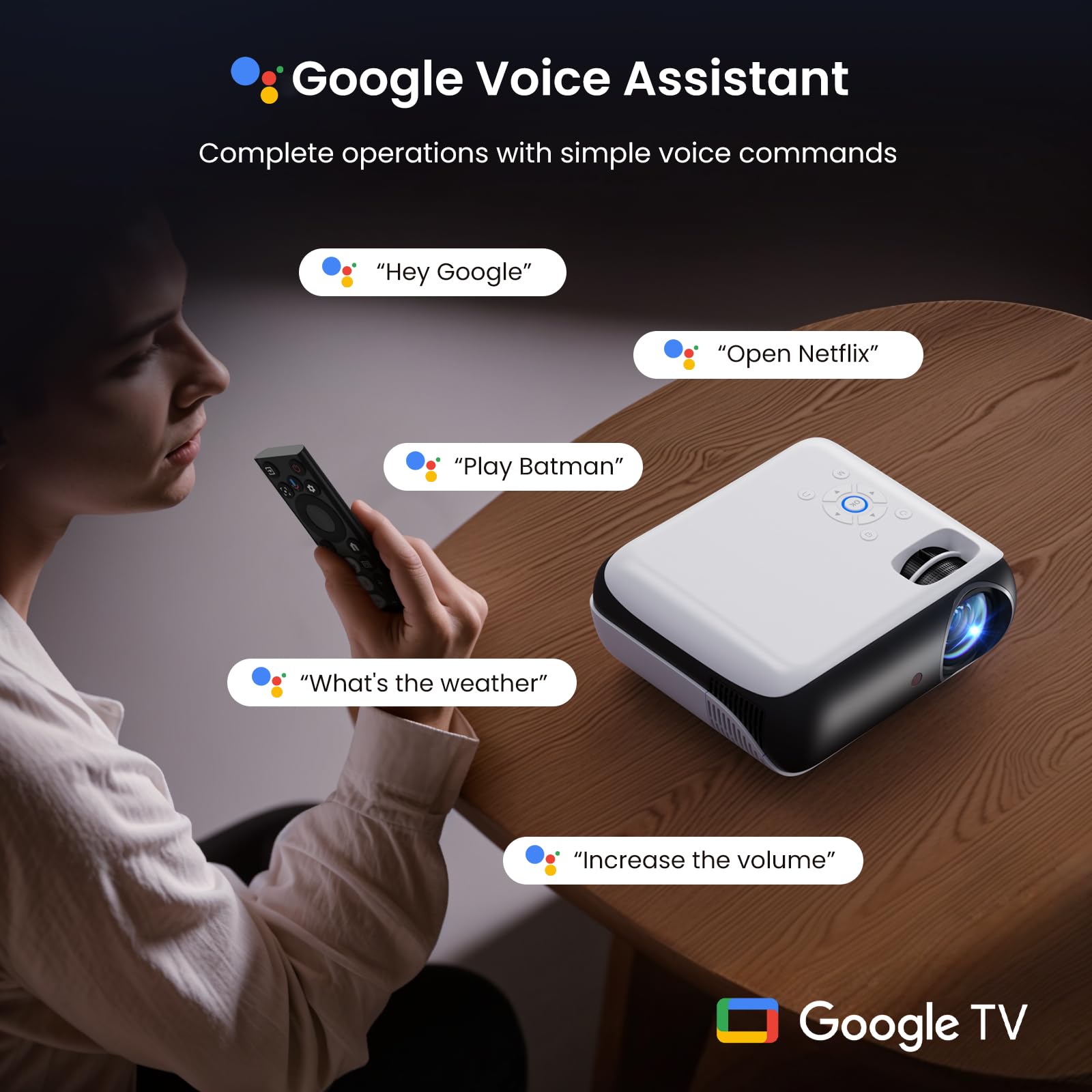Native 1080P Bluetooth Projector for Home & Outdoor