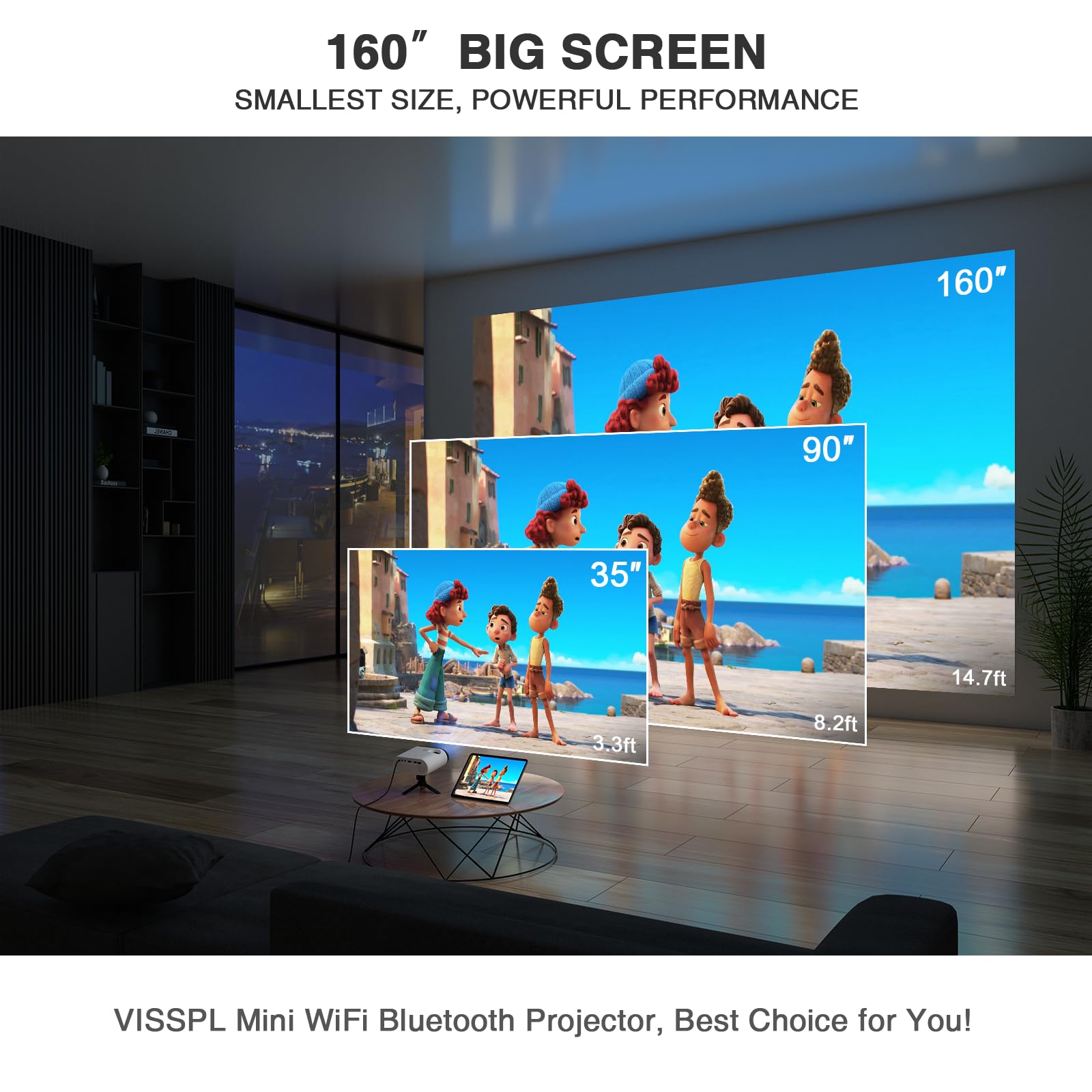 Portable Full HD Mini Projector with Tripod Stand