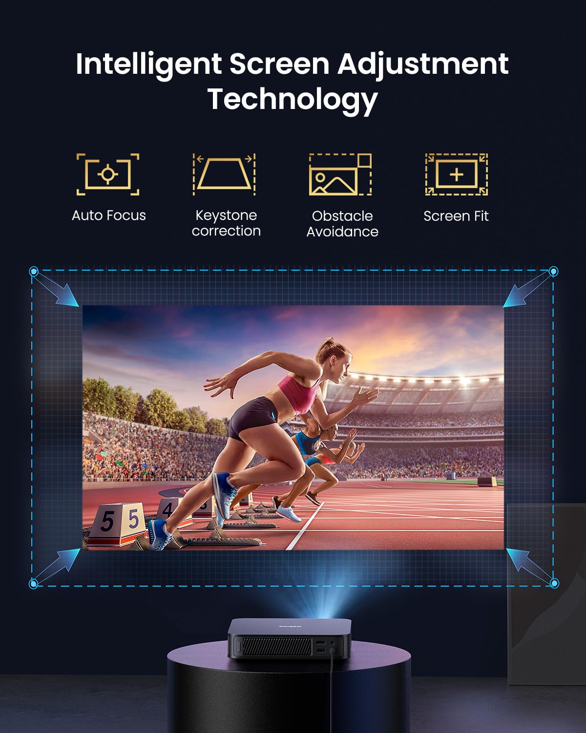 1080P Smart Projector with 4K HDR Input & Dolby Audio