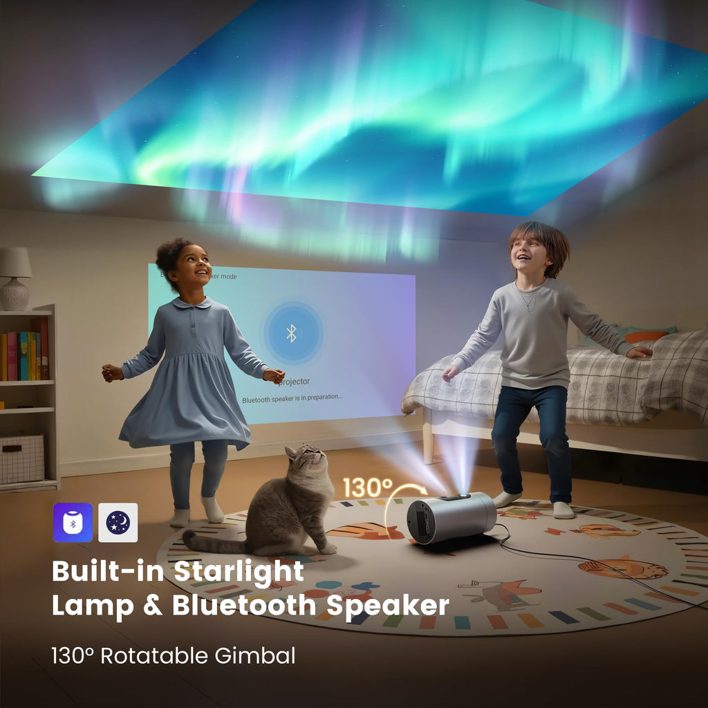 Smart FHD Projector with Android 14 & Auto Focus