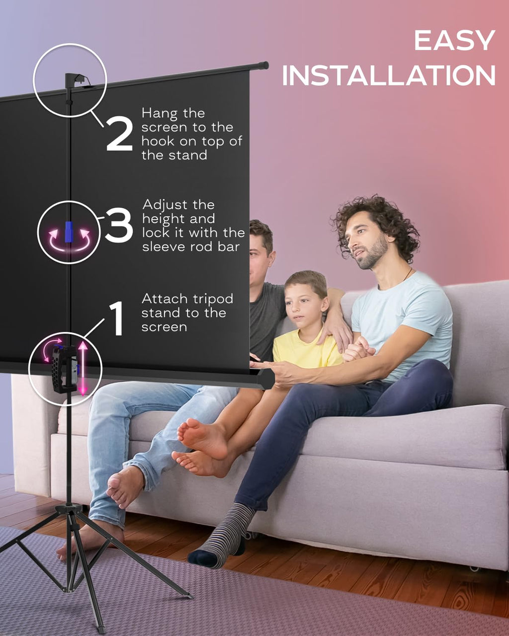100-Inch Tripod Projector Screen for Indoor & Outdoor Use