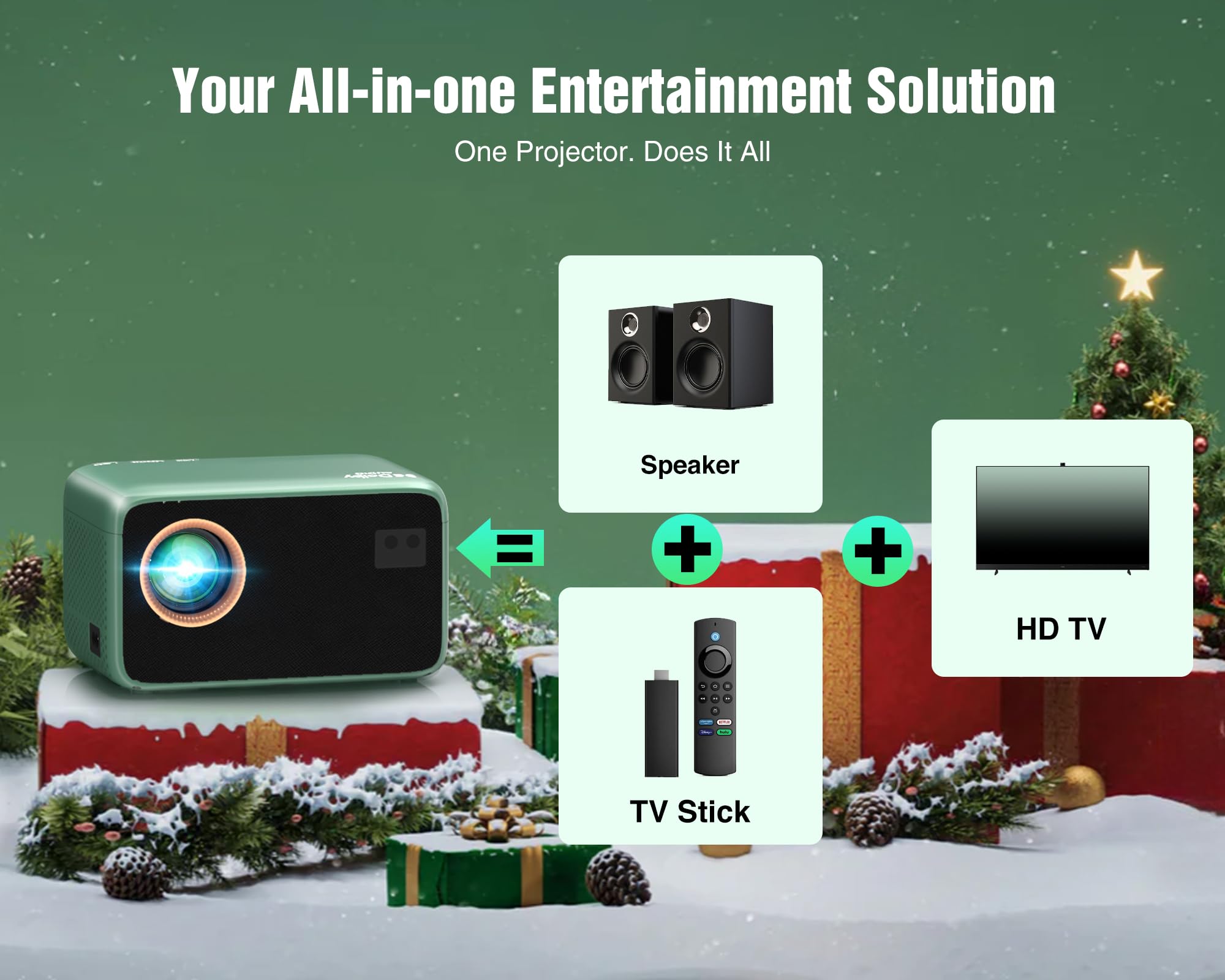 Portable 4K Smart Projector with WiFi & Bluetooth