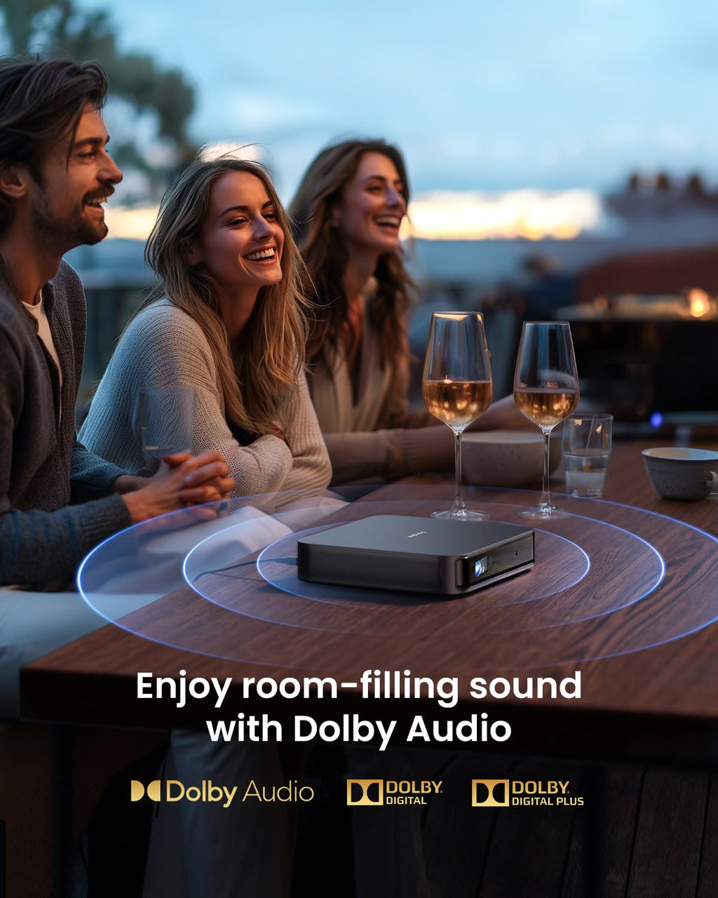 1080P Smart Projector with 4K HDR Input & Dolby Audio