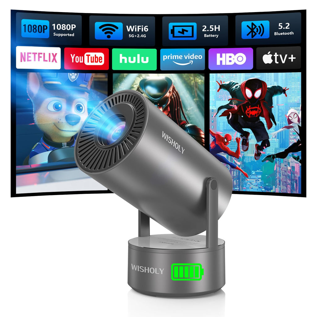 Portable Battery Projector with WiFi & 1080P Support