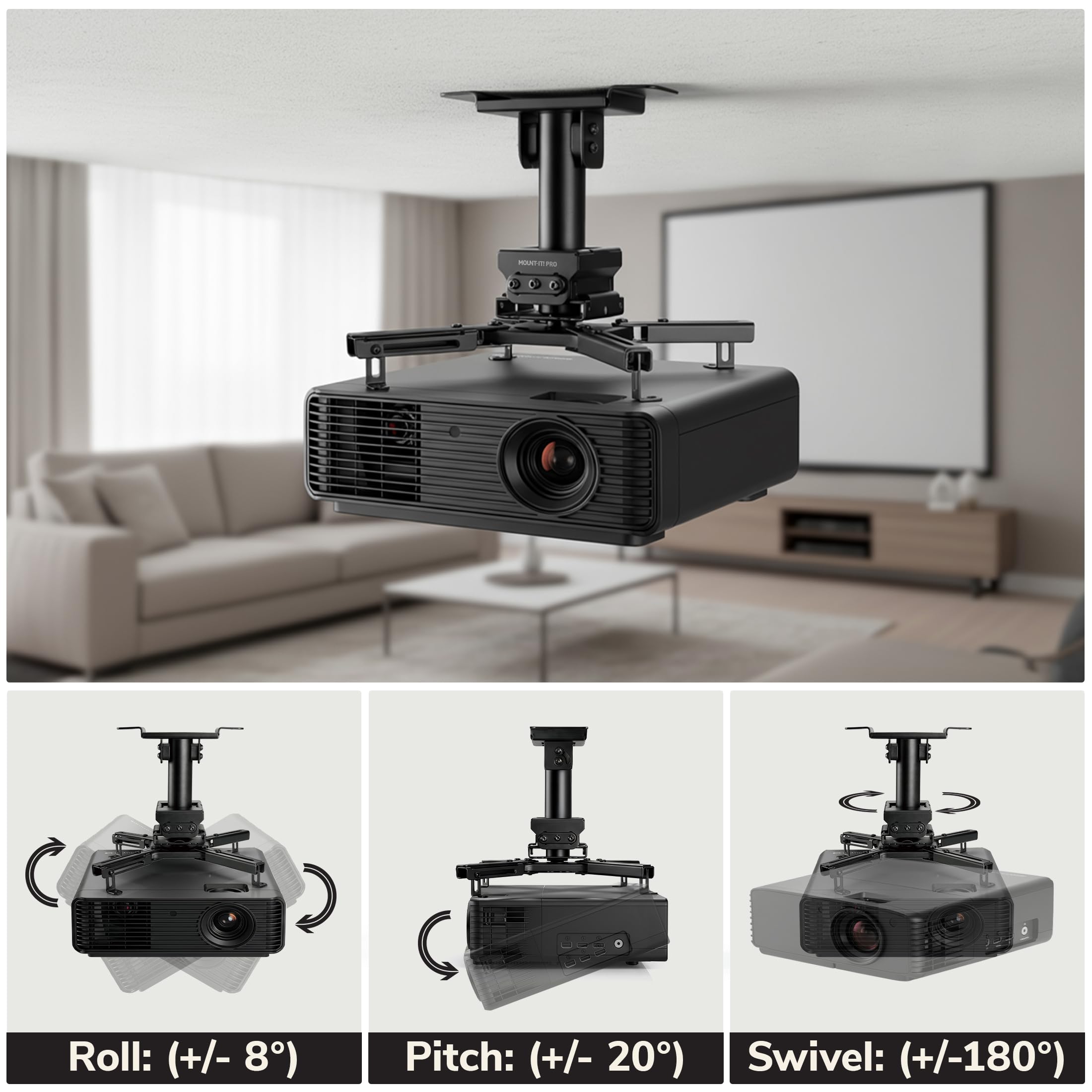Heavy-Duty Commercial Projector Ceiling Mount Bracket