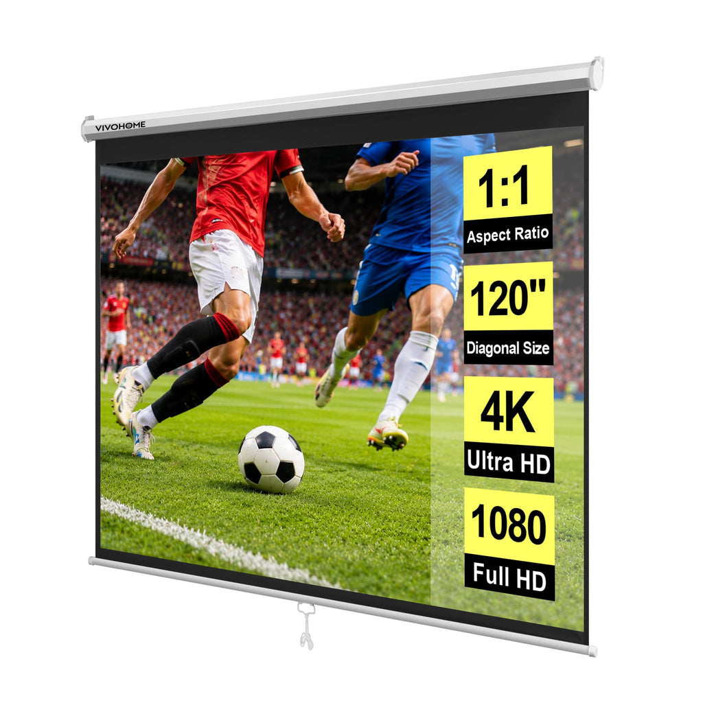 Manual Pull-Down Projector Screen for Home Theater