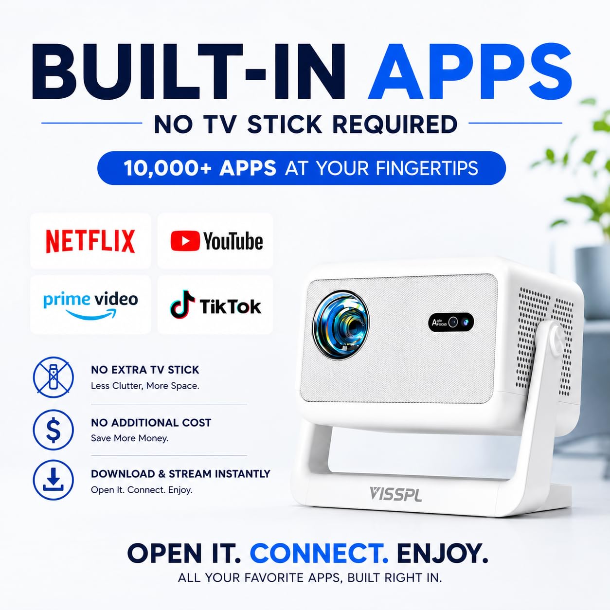 4K Smart Projector with Netflix & Auto Focus