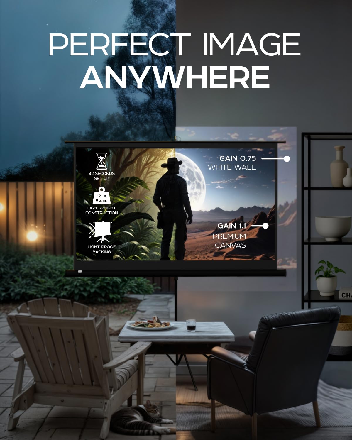100-Inch Tripod Projector Screen for Indoor & Outdoor Use